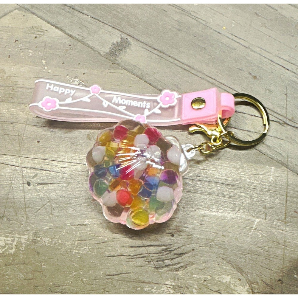 Happy Moments Floral Wristlet Keychain Womens OS Pink NWT Detachable Charm